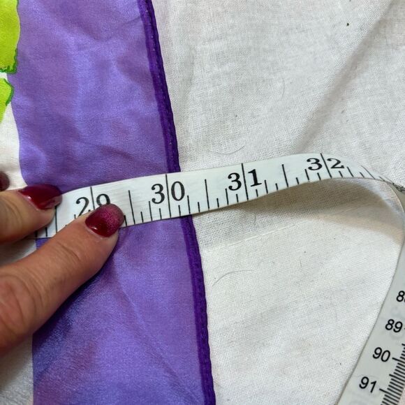 Vintage Oscar de la Renta Studio Purple and White Floral Silk Scarf Square - Picture 6 of 10